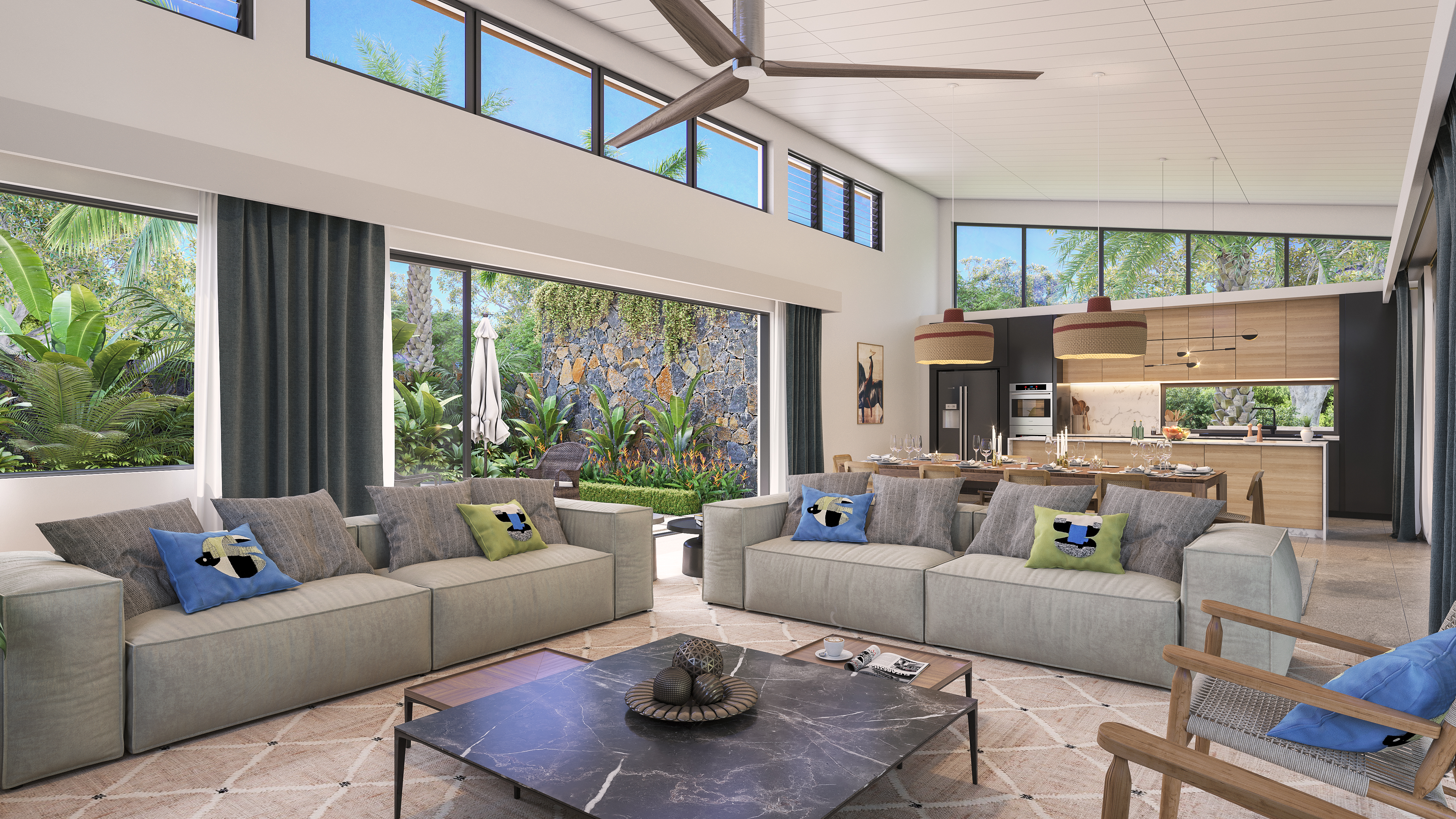 Vacoa_sejour_salle_a_manger_cuisine Villa – Black River, Mauritius
