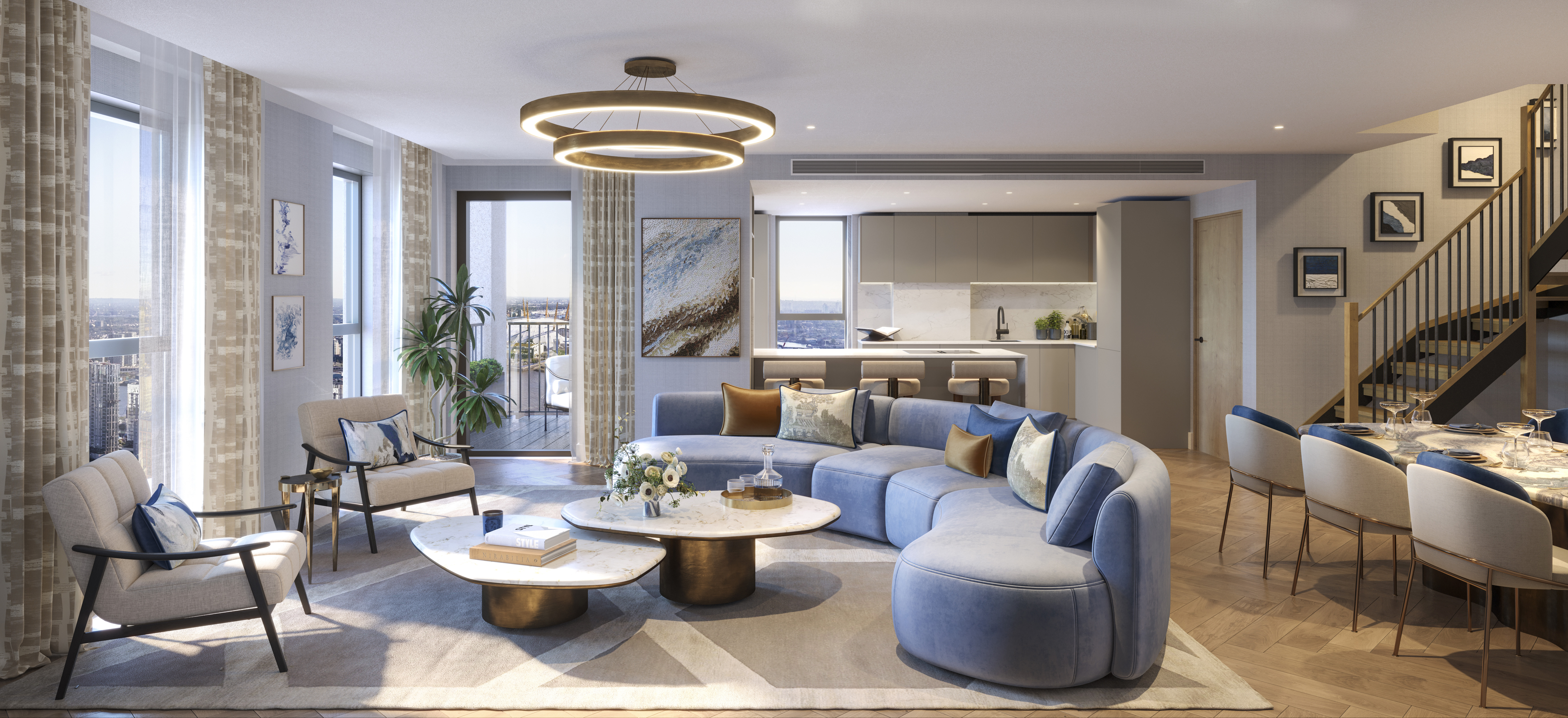 The Mariner – Living Room – CGI Penthouse – London, UK